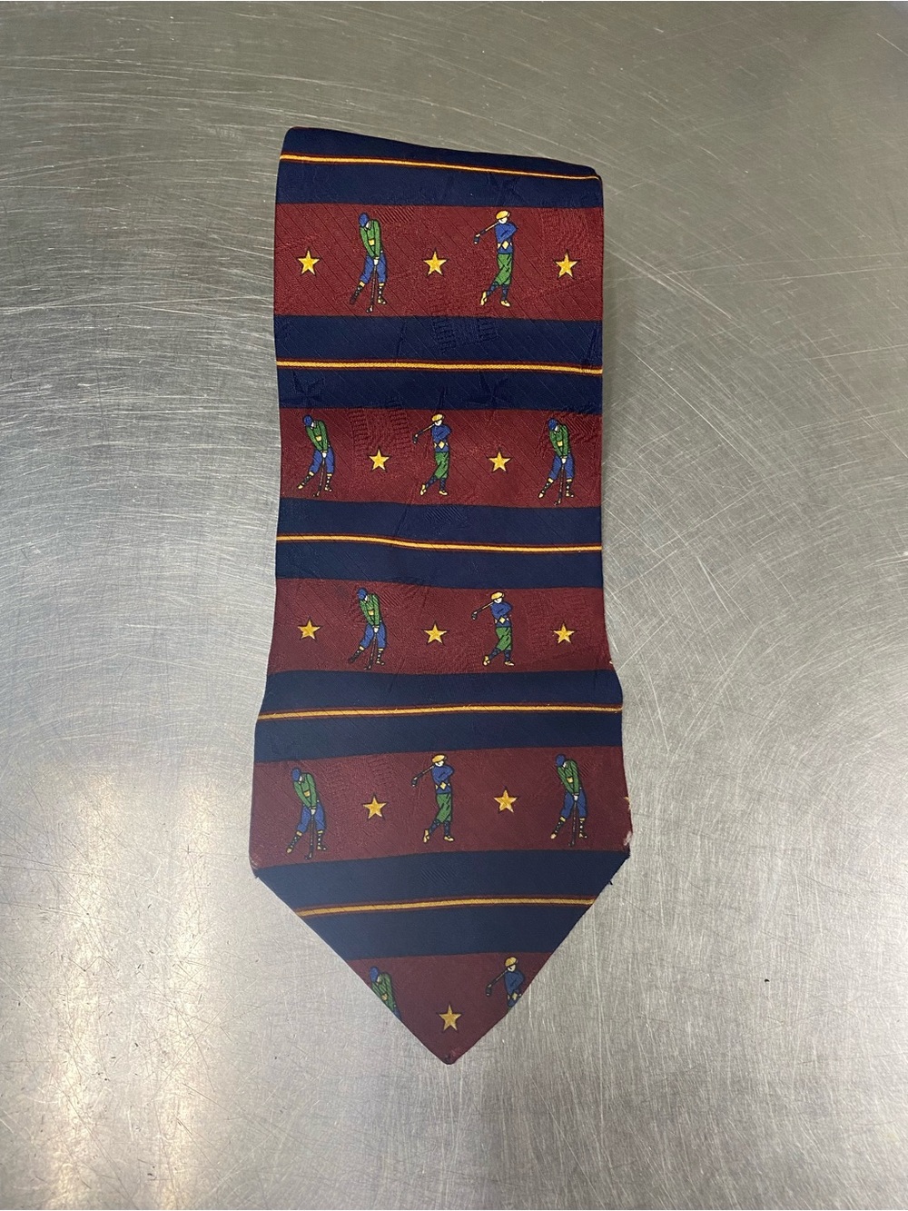 Tommy Hilfiger Burgundy & Navy Golf Motif Stripe Tie